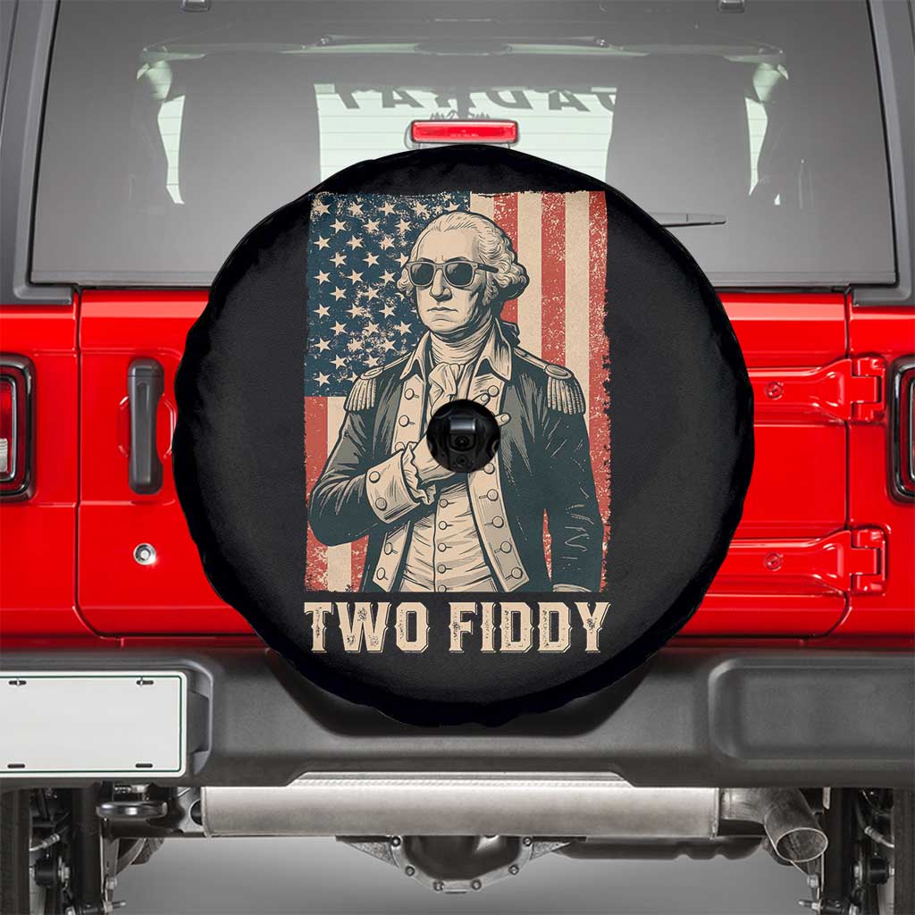 Two Fiddy Vintage George Washington Spare Tire Cover Funny Sunglasses Peace Sign Retro American Flag Semiquincentennial