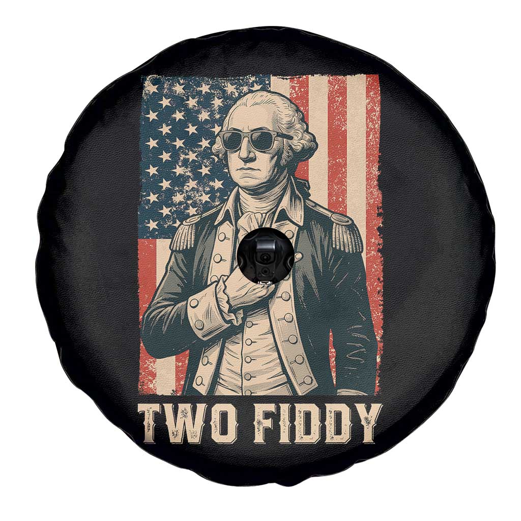Two Fiddy Vintage George Washington Spare Tire Cover Funny Sunglasses Peace Sign Retro American Flag Semiquincentennial