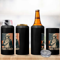 Two Fiddy Vintage George Washington 4 in 1 Can Cooler Tumbler Funny Sunglasses Peace Sign Retro American Flag Semiquincentennial