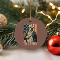 Two Fiddy Vintage George Washington Ceramic Ornament Funny Sunglasses Peace Sign Retro American Flag Semiquincentennial