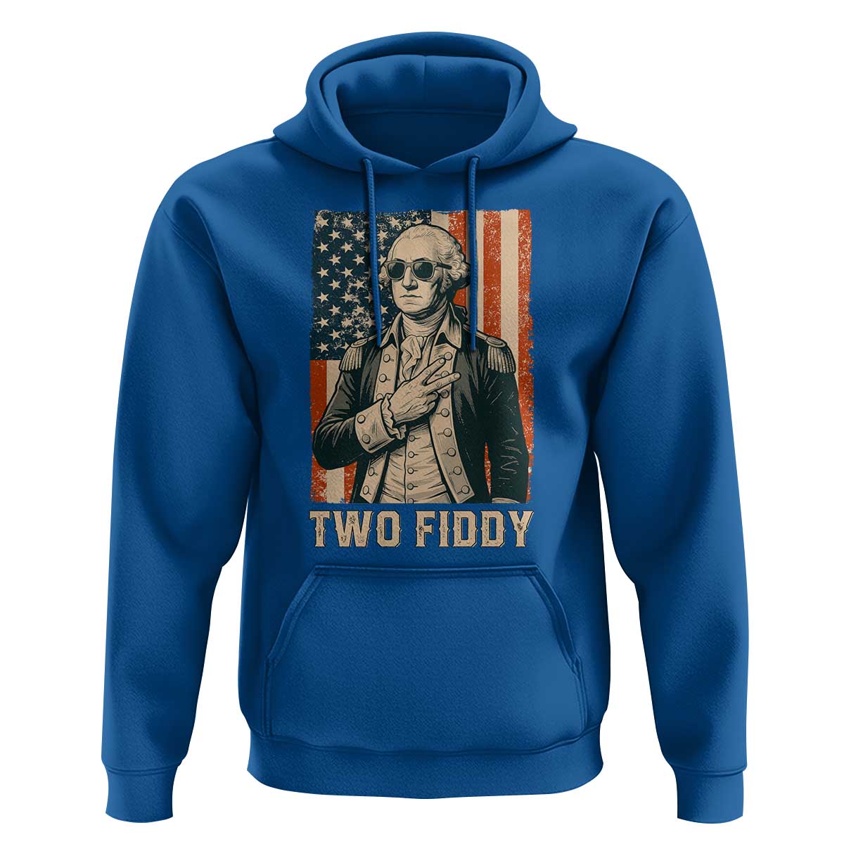 Two Fiddy Vintage George Washington Hoodie Funny Sunglasses Peace Sign Retro American Flag Semiquincentennial