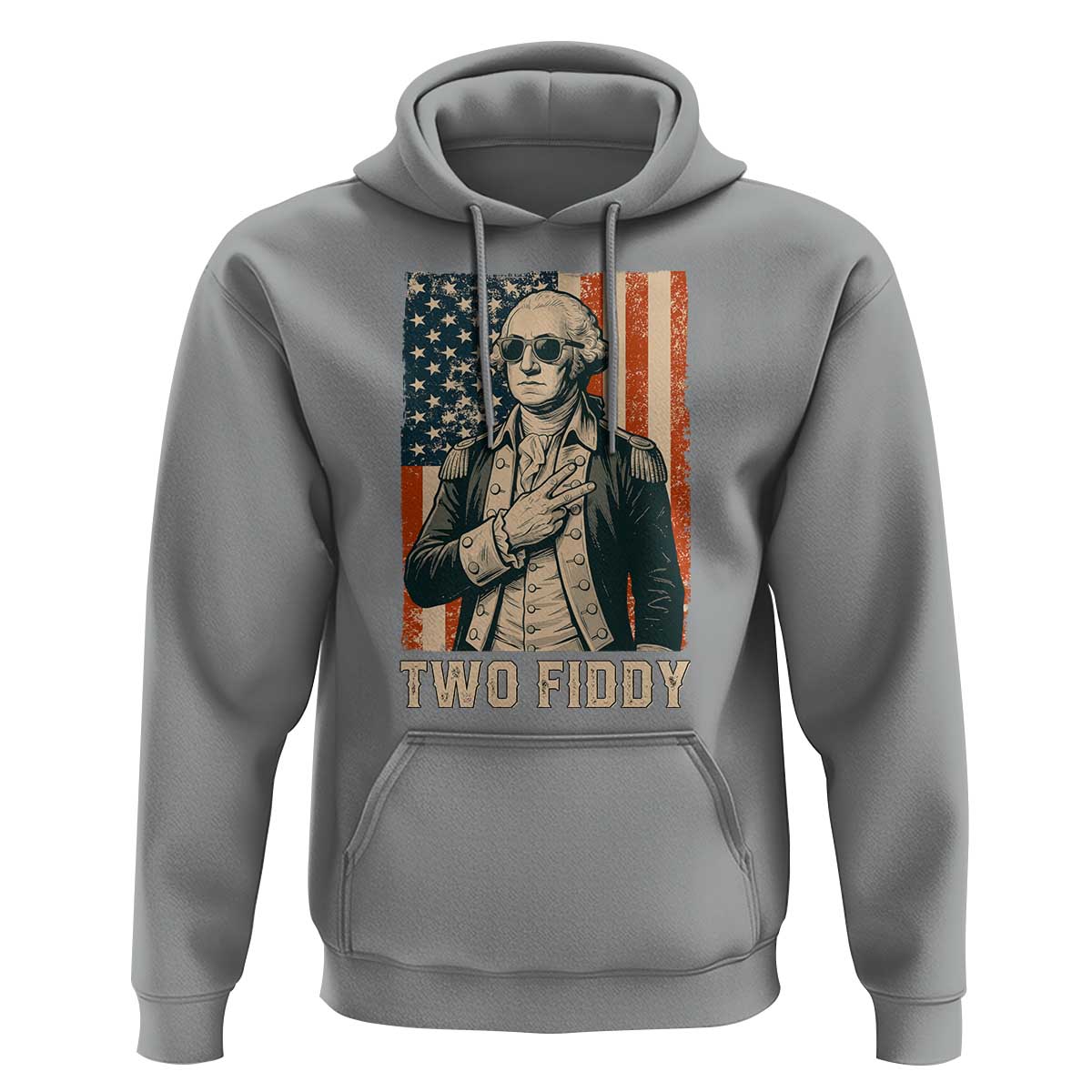 Two Fiddy Vintage George Washington Hoodie Funny Sunglasses Peace Sign Retro American Flag Semiquincentennial