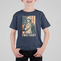 Two Fiddy Vintage George Washington T Shirt For Kid Funny Sunglasses Peace Sign Retro American Flag Semiquincentennial