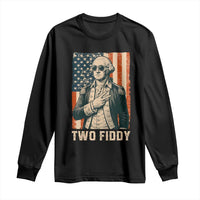 Two Fiddy Vintage George Washington Long Sleeve Shirt Funny Sunglasses Peace Sign Retro American Flag Semiquincentennial