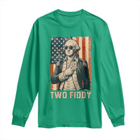 Two Fiddy Vintage George Washington Long Sleeve Shirt Funny Sunglasses Peace Sign Retro American Flag Semiquincentennial