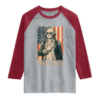 Two Fiddy Vintage George Washington Raglan Shirt Funny Sunglasses Peace Sign Retro American Flag Semiquincentennial