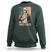 Two Fiddy Vintage George Washington Sweatshirt Funny Sunglasses Peace Sign Retro American Flag Semiquincentennial