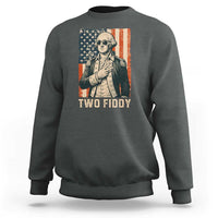 Two Fiddy Vintage George Washington Sweatshirt Funny Sunglasses Peace Sign Retro American Flag Semiquincentennial