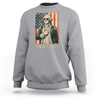 Two Fiddy Vintage George Washington Sweatshirt Funny Sunglasses Peace Sign Retro American Flag Semiquincentennial
