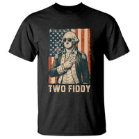 Two Fiddy Vintage George Washington T Shirt Funny Sunglasses Peace Sign Retro American Flag Semiquincentennial
