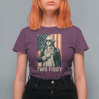 Two Fiddy Vintage George Washington T Shirt For Women Funny Sunglasses Peace Sign Retro American Flag Semiquincentennial