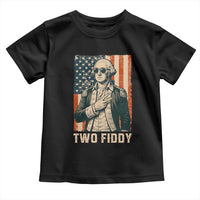 Two Fiddy Vintage George Washington Toddler T Shirt Funny Sunglasses Peace Sign Retro American Flag Semiquincentennial