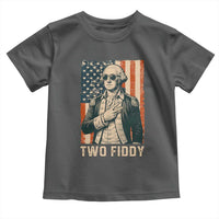 Two Fiddy Vintage George Washington Toddler T Shirt Funny Sunglasses Peace Sign Retro American Flag Semiquincentennial