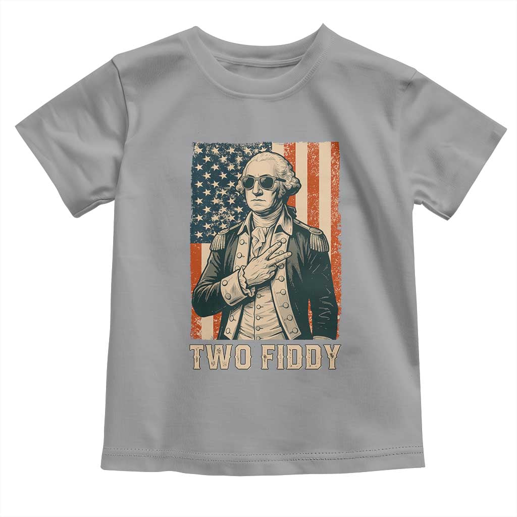 Two Fiddy Vintage George Washington Toddler T Shirt Funny Sunglasses Peace Sign Retro American Flag Semiquincentennial