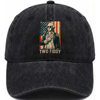 Two Fiddy Vintage George Washington Washed Cotton Baseball Cap Funny Sunglasses Peace Sign Retro American Flag Semiquincentennial