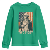 Two Fiddy Vintage George Washington Youth Sweatshirt Funny Sunglasses Peace Sign Retro American Flag Semiquincentennial