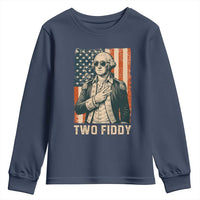 Two Fiddy Vintage George Washington Youth Sweatshirt Funny Sunglasses Peace Sign Retro American Flag Semiquincentennial