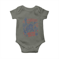 Pledge Allegiance To Your Hands Team Vibes Baby Onesie Statue of Liberty Doodle Americana Graphic