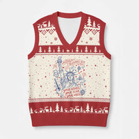 Pledge Allegiance To Your Hands Team Vibes V-Neck Knit Sweater Vest Statue of Liberty Doodle Americana Graphic