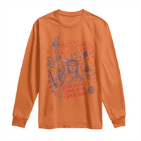 Pledge Allegiance To Your Hands Team Vibes Long Sleeve Shirt Statue of Liberty Doodle Americana Graphic