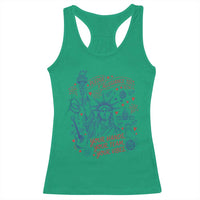 Pledge Allegiance To Your Hands Team Vibes Racerback Tank Top Statue of Liberty Doodle Americana Graphic
