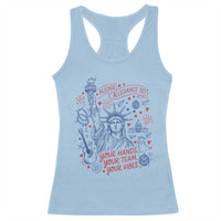 Pledge Allegiance To Your Hands Team Vibes Racerback Tank Top Statue of Liberty Doodle Americana Graphic