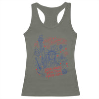 Pledge Allegiance To Your Hands Team Vibes Racerback Tank Top Statue of Liberty Doodle Americana Graphic