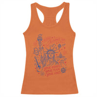 Pledge Allegiance To Your Hands Team Vibes Racerback Tank Top Statue of Liberty Doodle Americana Graphic