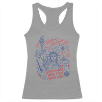 Pledge Allegiance To Your Hands Team Vibes Racerback Tank Top Statue of Liberty Doodle Americana Graphic