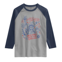 Pledge Allegiance To Your Hands Team Vibes Raglan Shirt Statue of Liberty Doodle Americana Graphic