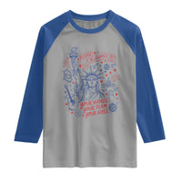 Pledge Allegiance To Your Hands Team Vibes Raglan Shirt Statue of Liberty Doodle Americana Graphic