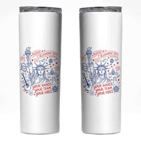 Pledge Allegiance To Your Hands Team Vibes Skinny Tumbler Statue of Liberty Doodle Americana Graphic
