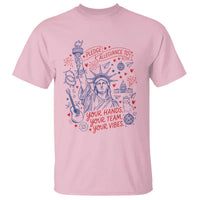 Pledge Allegiance To Your Hands Team Vibes T Shirt Statue of Liberty Doodle Americana Graphic