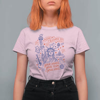 Pledge Allegiance To Your Hands Team Vibes T Shirt For Women Statue of Liberty Doodle Americana Graphic