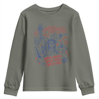 Pledge Allegiance To Your Hands Team Vibes Youth Sweatshirt Statue of Liberty Doodle Americana Graphic