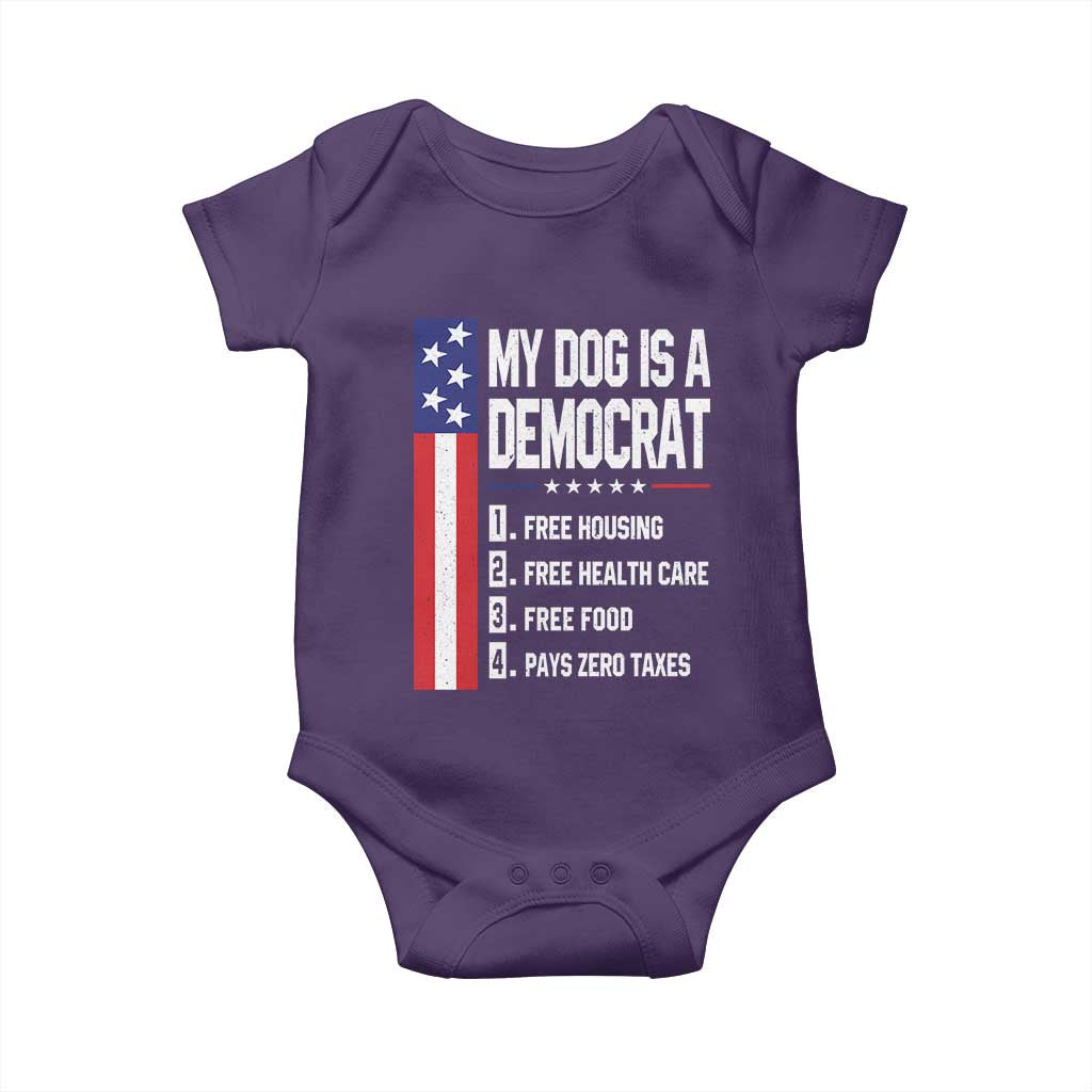My Dog Is A Democrat Funny Conservative Humor Baby Onesie Dog Owner Joke Political Satire