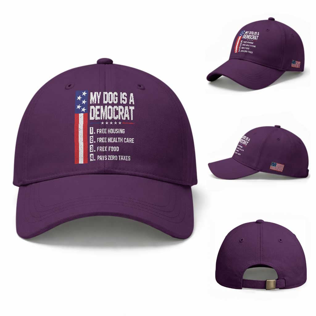 My Dog Is A Democrat Funny Conservative Humor Baseball Cap Dog Owner Joke Political Satire