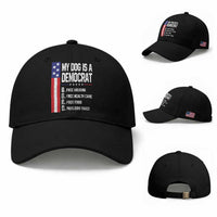 My Dog Is A Democrat Funny Conservative Humor Baseball Cap Dog Owner Joke Political Satire