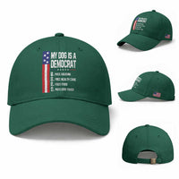 My Dog Is A Democrat Funny Conservative Humor Baseball Cap Dog Owner Joke Political Satire