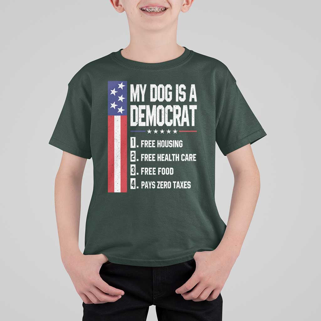 My Dog Is A Democrat Funny Conservative Humor T Shirt For Kid Dog Owner Joke Political Satire