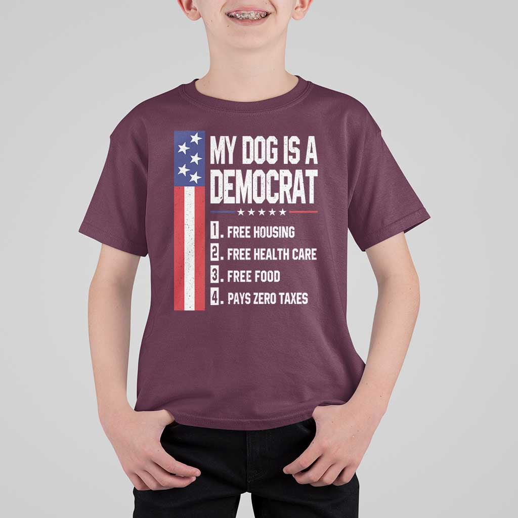 My Dog Is A Democrat Funny Conservative Humor T Shirt For Kid Dog Owner Joke Political Satire