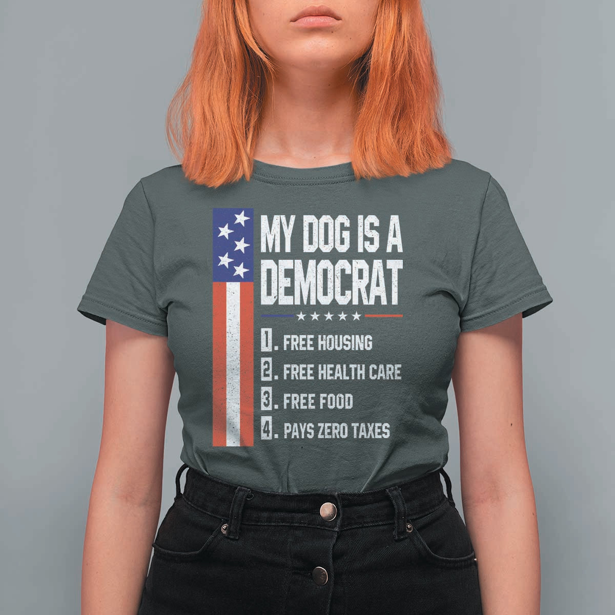 My Dog Is A Democrat Funny Conservative Humor T Shirt For Women Dog Owner Joke Political Satire
