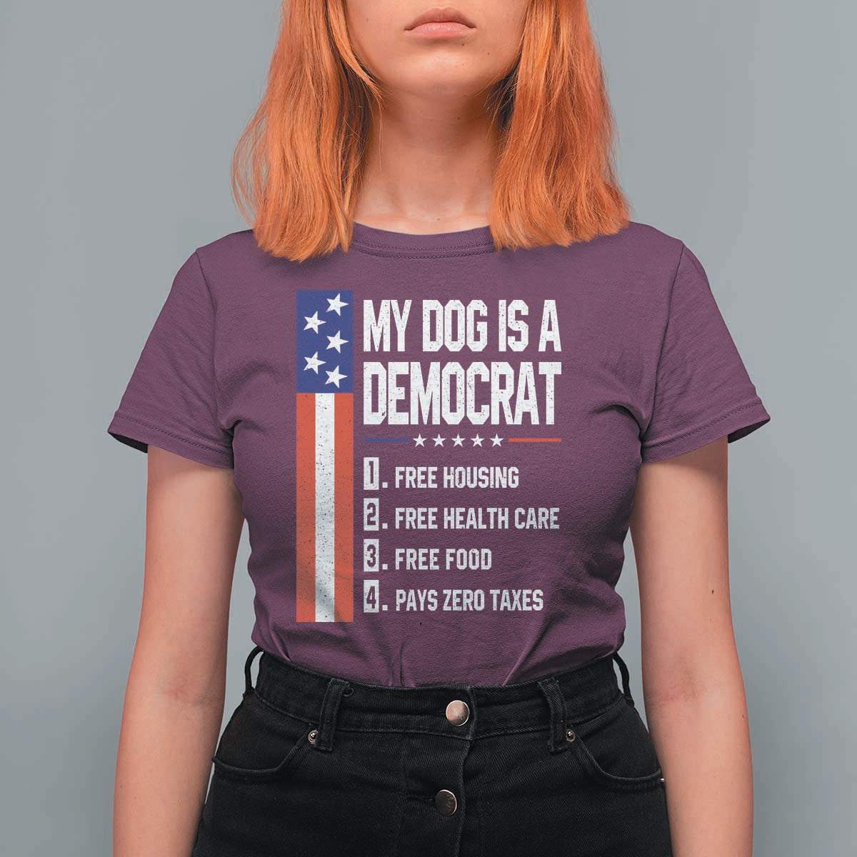 My Dog Is A Democrat Funny Conservative Humor T Shirt For Women Dog Owner Joke Political Satire