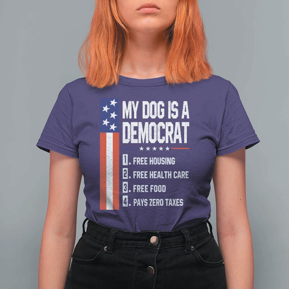 My Dog Is A Democrat Funny Conservative Humor T Shirt For Women Dog Owner Joke Political Satire