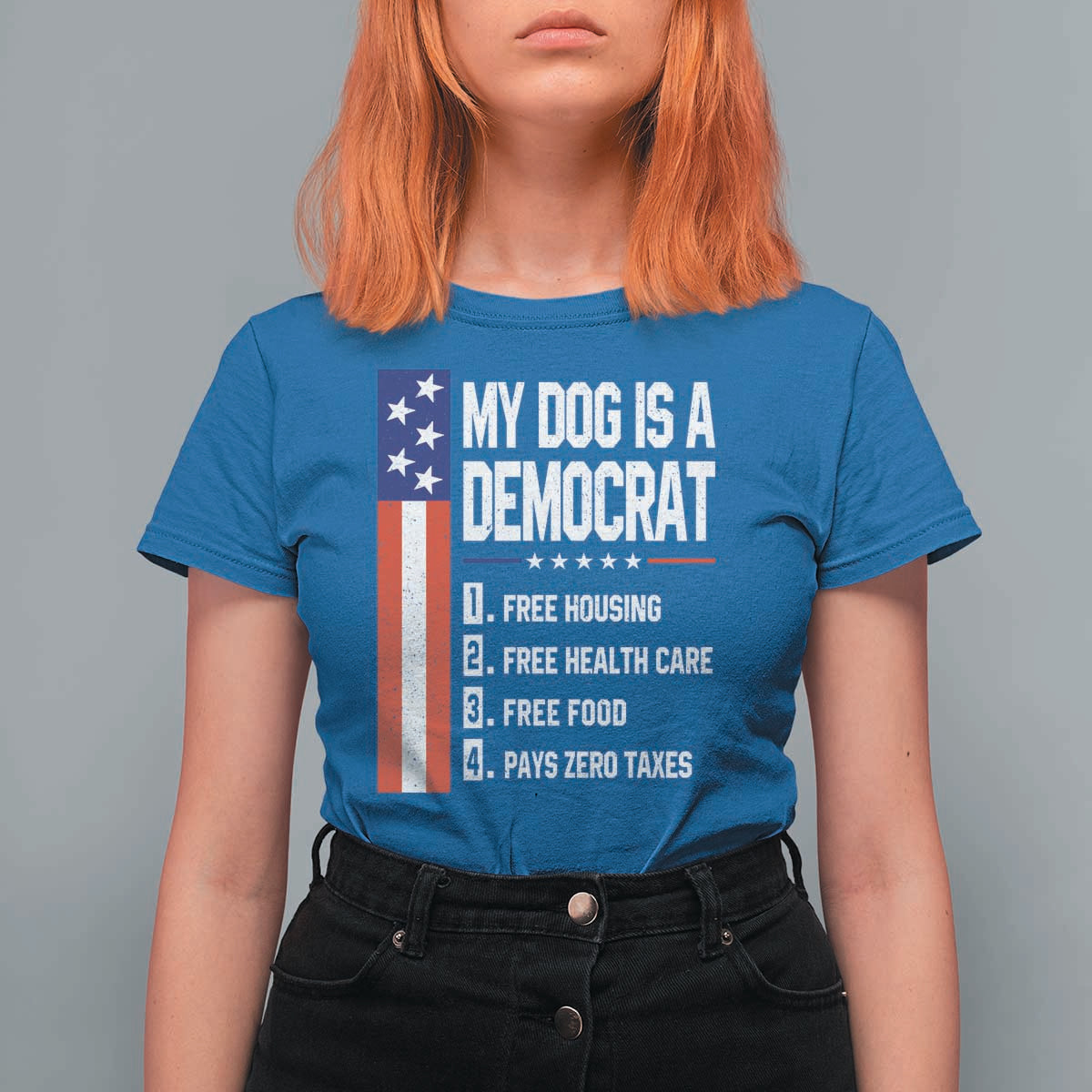 My Dog Is A Democrat Funny Conservative Humor T Shirt For Women Dog Owner Joke Political Satire