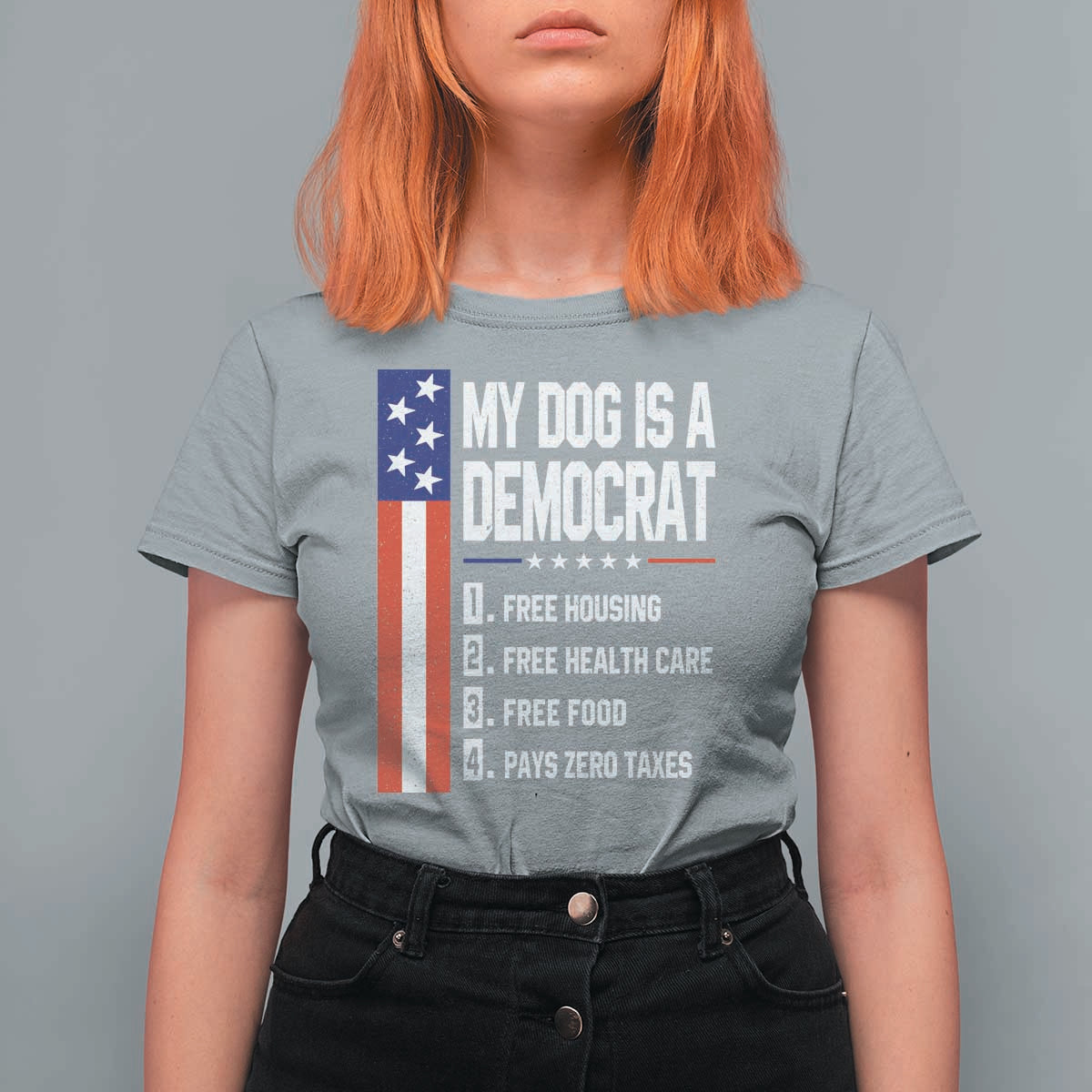 My Dog Is A Democrat Funny Conservative Humor T Shirt For Women Dog Owner Joke Political Satire