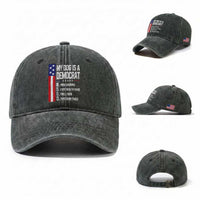 My Dog Is A Democrat Funny Conservative Humor Washed Cotton Baseball Cap Dog Owner Joke Political Satire