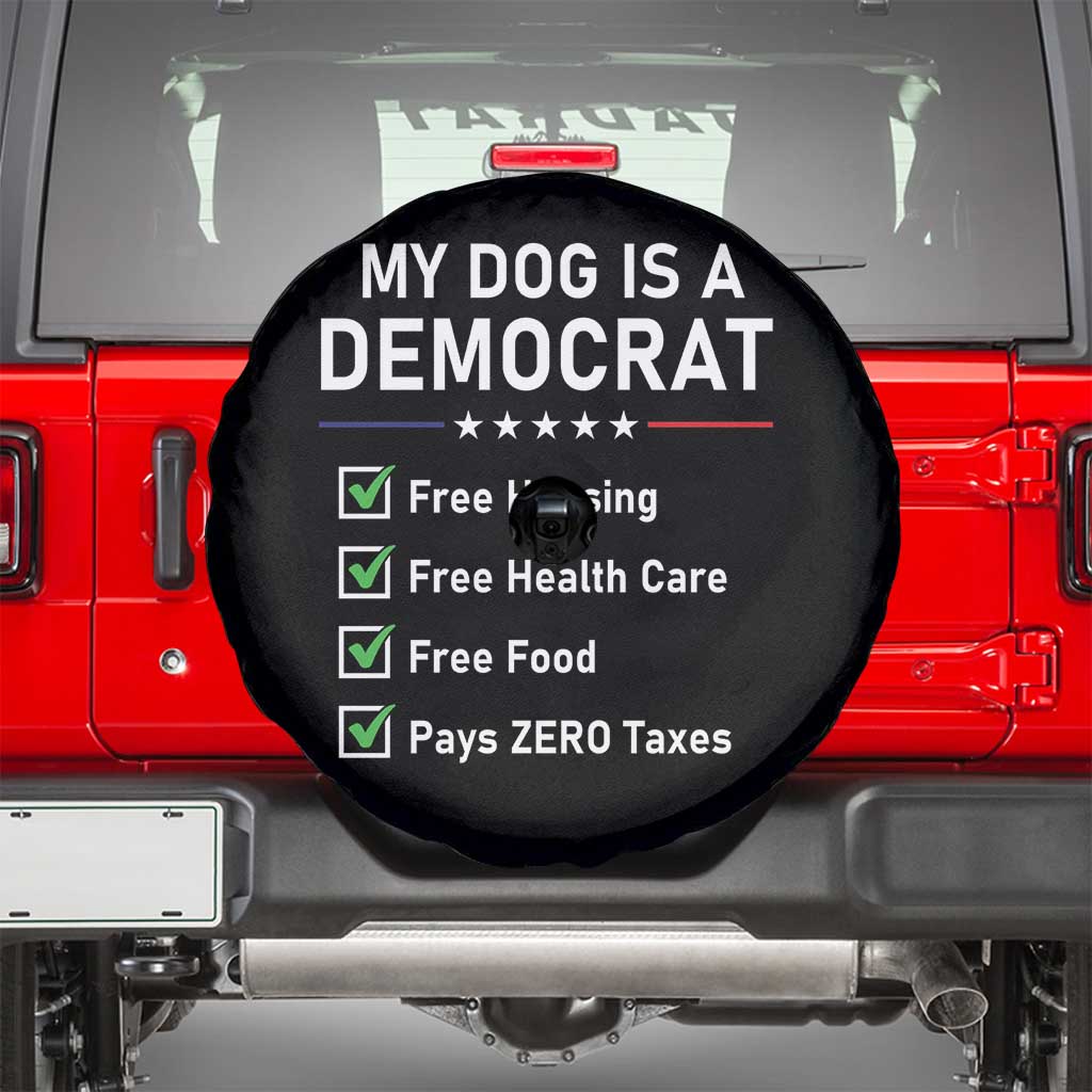 My Dog Is A Democrat Satirical Checklist Spare Tire Cover Funny Conservative Humor Dog Owner Gifts