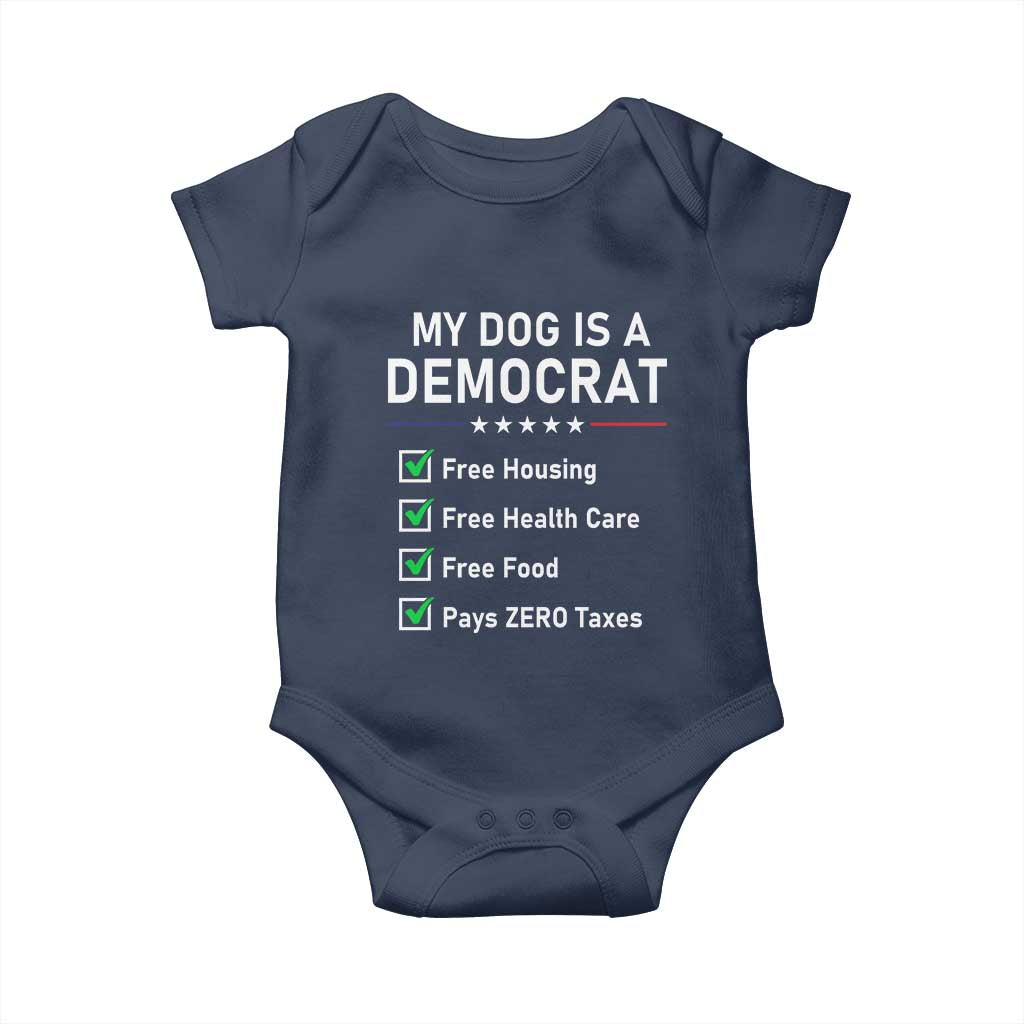 My Dog Is A Democrat Satirical Checklist Baby Onesie Funny Conservative Humor Dog Owner Gifts