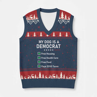 My Dog Is A Democrat Satirical Checklist V-Neck Knit Sweater Vest Funny Conservative Humor Dog Owner Gifts